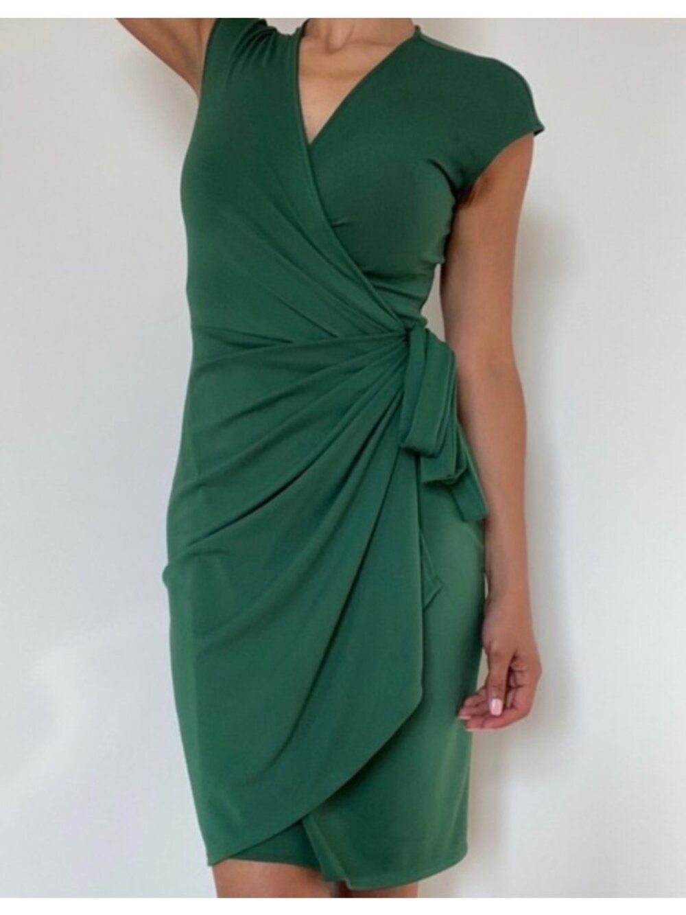 Berydress Green Jersey Faux Wrap side Tie Dress Size L